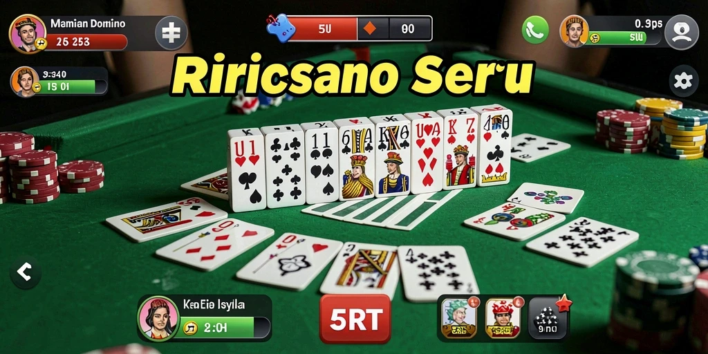 Screenshot gameplay 5RT yang menunjukkan keseruan bermain domino.