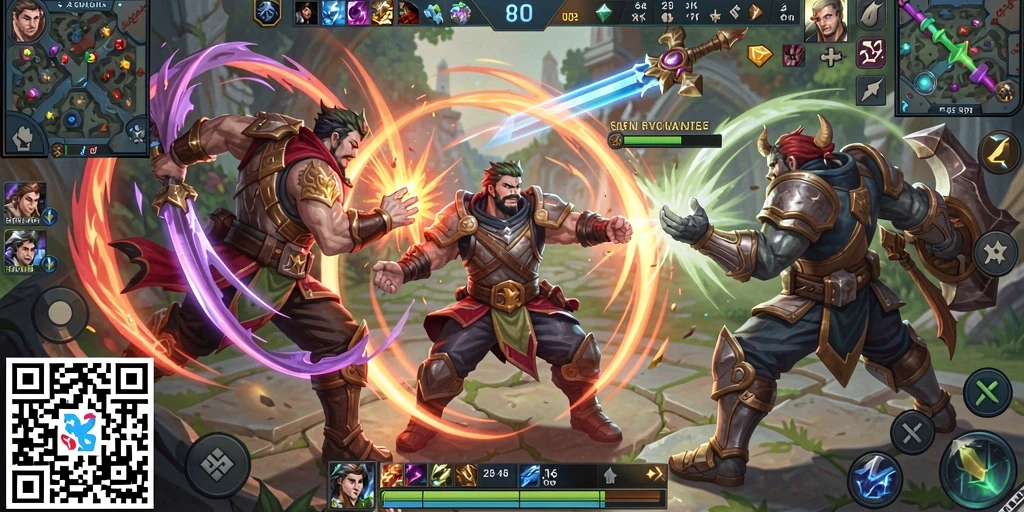 Tampilan gameplay MOBA yang menegangkan dan dinamis.