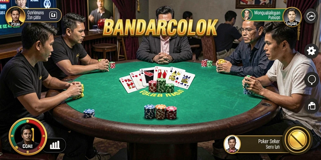 Tampilan gameplay poker yang menarik dan interaktif di BANDARCOLOK.