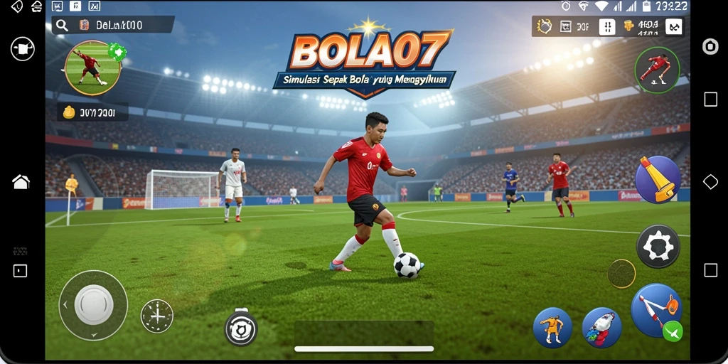 Tangkapan layar utama BOLA07 menampilkan aksi tim sepak bola dalam pertandingan simulasi.