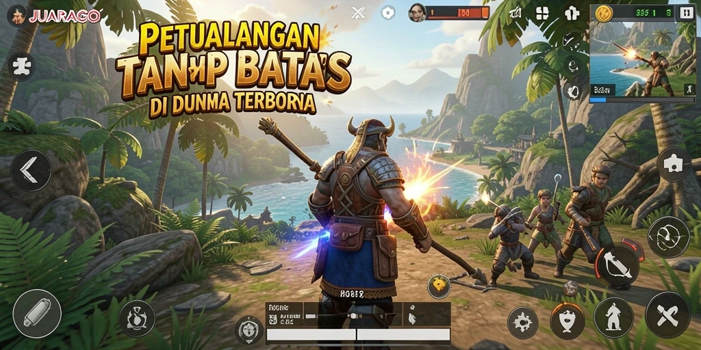 Tampilan menakjubkan dari gameplay <strong>JUARAGO</strong> dalam dunia terbuka.