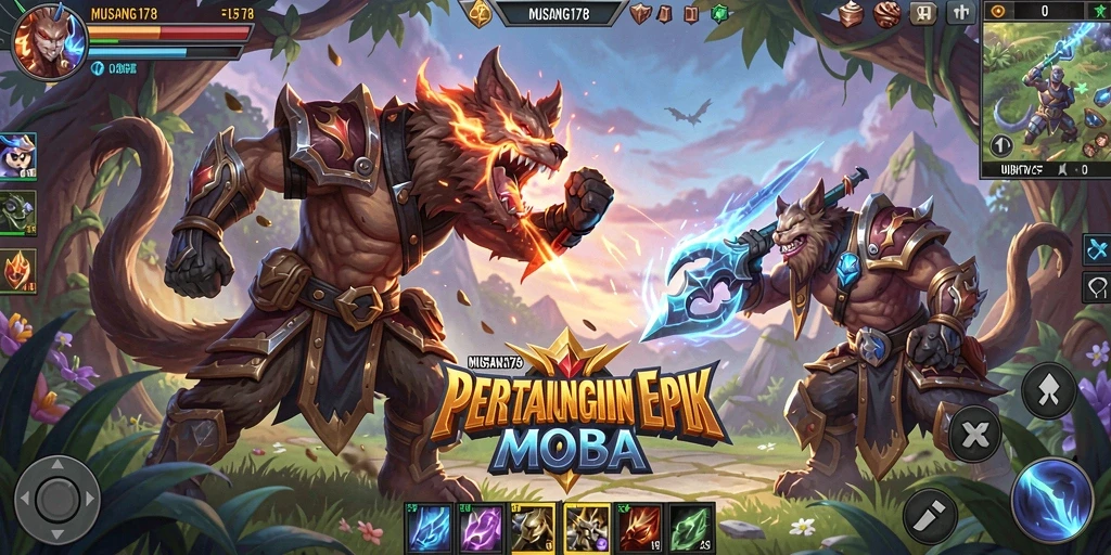 Tampilan aksi seru dalam gameplay MOBA MUSANG178.