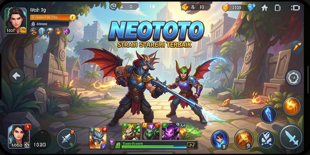 Gameplay NEOTOTO menunjukkan pertempuran strategis yang intens.