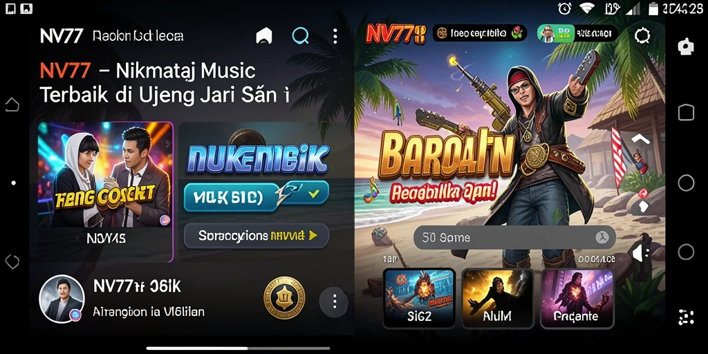 Screenshot gameplay NV77 menampilkan interaksi musik yang seru.