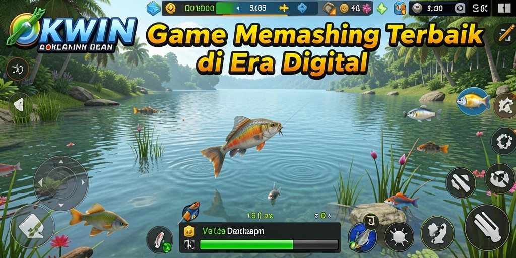Screenshot gameplay OKWIN menampilkan pengalaman memancing yang mendebarkan.