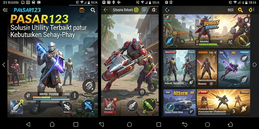 Screenshot utama PASAR123 menunjukkan berbagai fitur yang memudahkan pengguna.