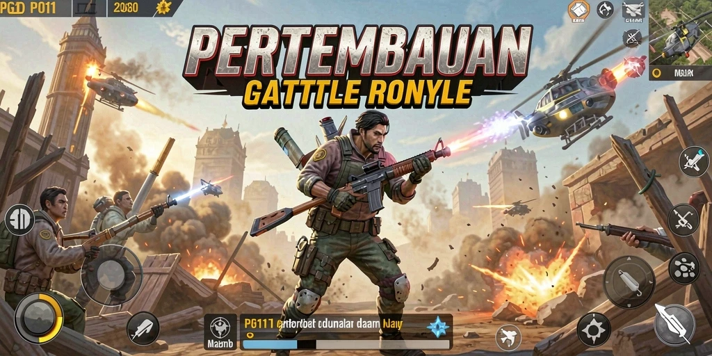 Screenshot utama PG11 menampilkan aksi intens dalam pertempuran Battle Royale.