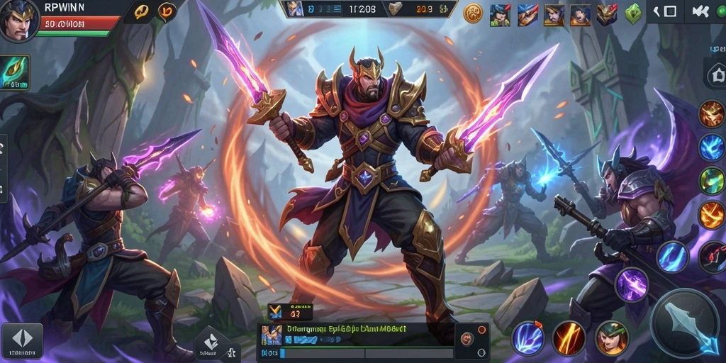 Tampilan gameplay <strong>RPWIN</strong> dengan aksi seru antar karakter MOBA.