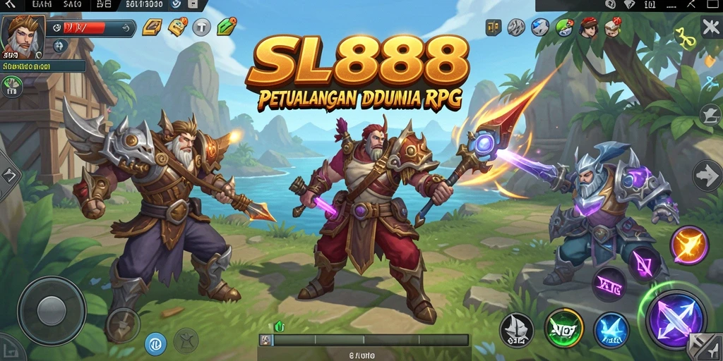 Screenshot gameplay SL888 menampilkan pertarungan epik dan eksplorasi dunia yang luas.