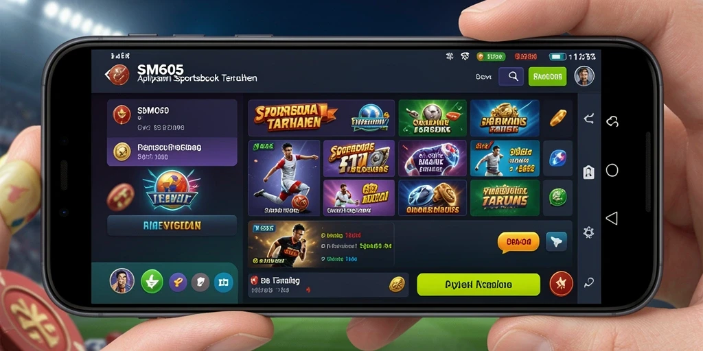 Screenshot menunjukkan antarmuka SM605 dengan berbagai opsi taruhan olahraga.