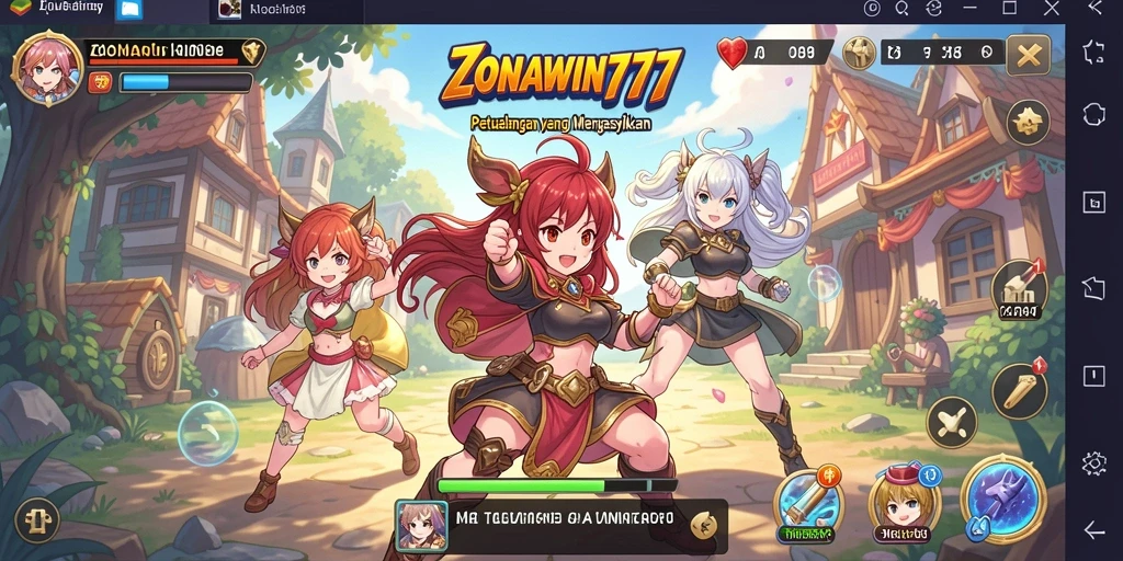 Tampak gameplay ZONAWIN777 dengan karakter Anime yang beraksi.