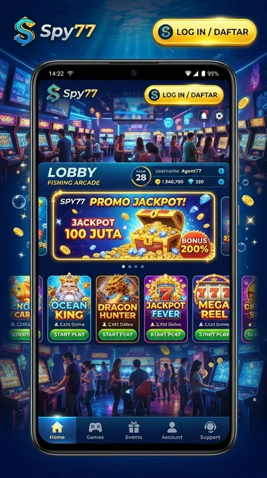 Tampilan aplikasi spy77 di perangkat Android.